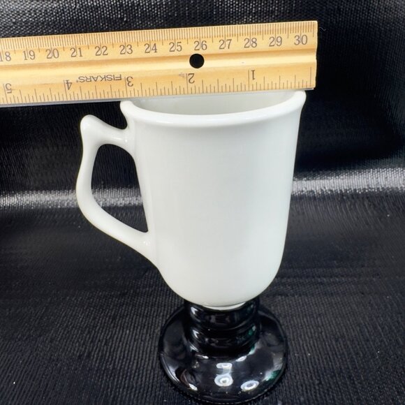 Vintage Hall China 1273 Pedestal Mugs White Black Set Of 2 MCM USA Pottery Mugs - Picture 5 of 16
